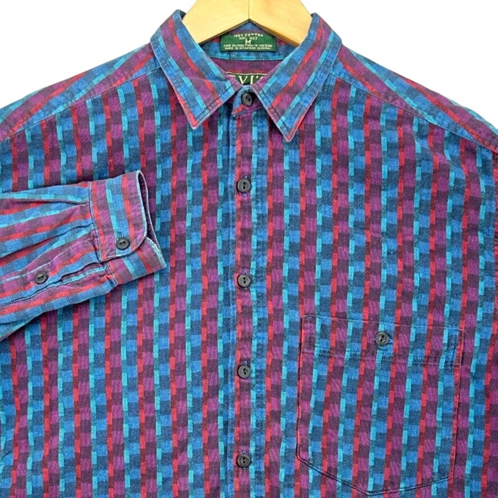 VTG 90s Levis BIG E Sutter Creek Button Down Shirt Multi Color Geometric Cotton